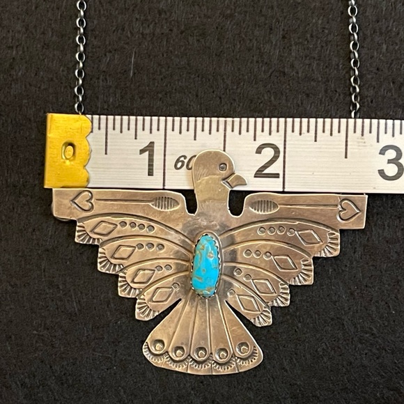 THUNDERBIRD STERLING SILVER NECKLACE - NATIVE AMERICAN MADE - Picture 10 of 11